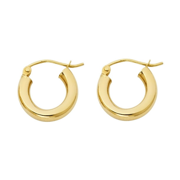 FB Jewels Solid 14K Yellow Gold 3mm Light Tube Hoop Earrings FB Jewels Solid 14K Yellow Gold 3mm Light Tube Hoop Earrings